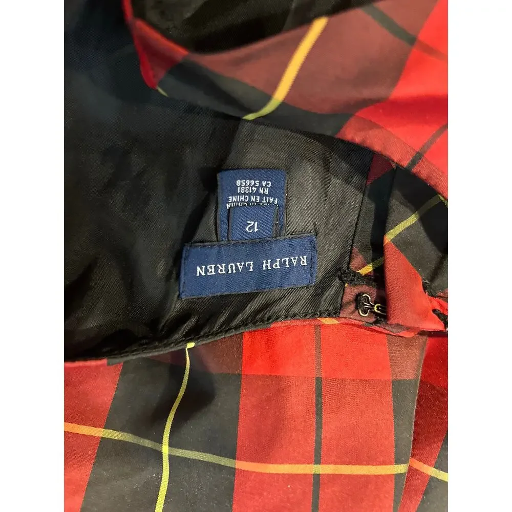 Ralph Lauren Girls Dress Plaid Petticoat Underlayer Preppy Sleeveless SZ 12